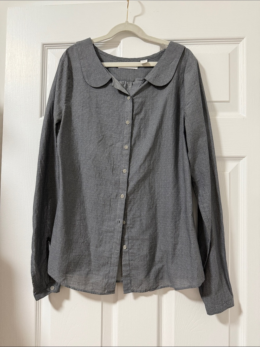 Sibel Saral 10% cotton blue Button-Front Shirt with Rounded Collar